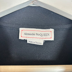 Alexander McQueen Black Embroidered Floral Polo Shirt Size S