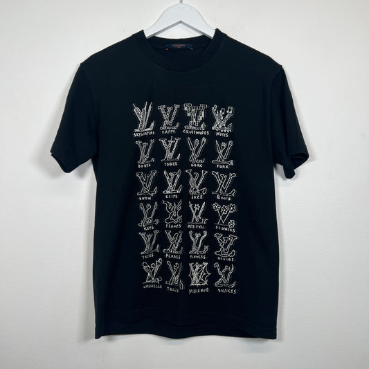 Louis Vuitton Black Cartoons Jacquard Tee Sz M