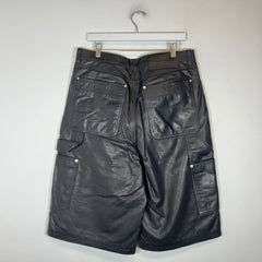 Wales Bonner Black Ivy Leather Double Knees Shorts Size L
