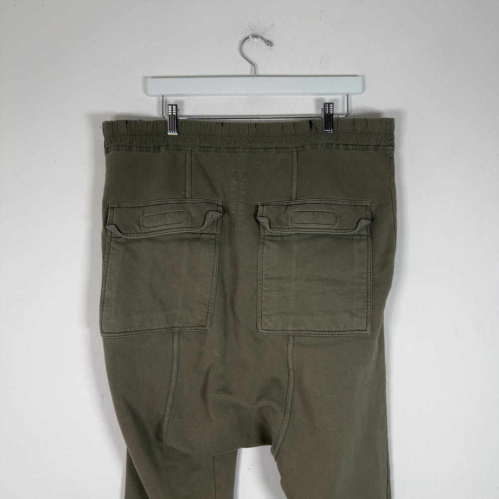 Rick Owens Army Green Felpa Drop Crotch Sweatpants