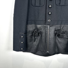 Number (N)ine AW06 'NOIR' Black Leather Hybrid Wool Napoleon Jacket Size 2