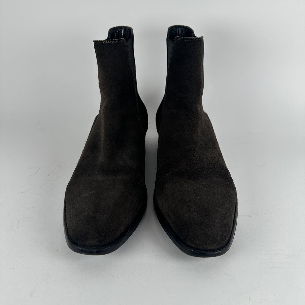 Saint Laurent Chocolate Suede Chelsea Boot Size 43