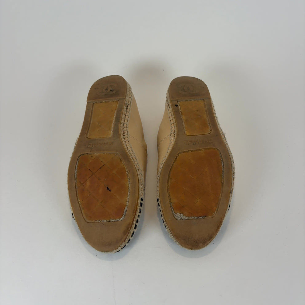 Chanel Leather Logo Espadrilles Flats