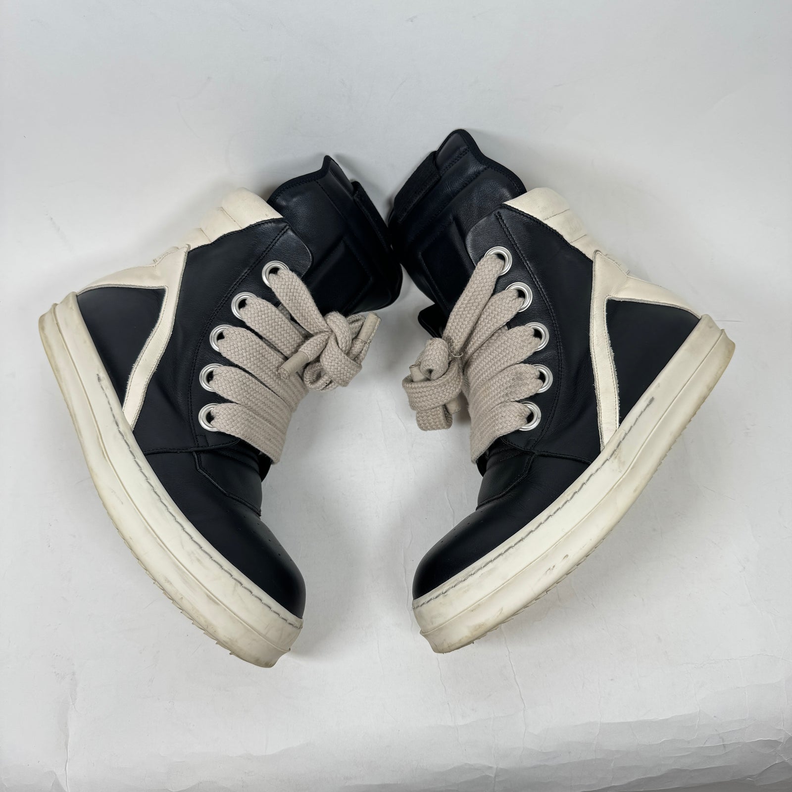 Rick Owens Black Jumbo Lace Geobaskets Size 41