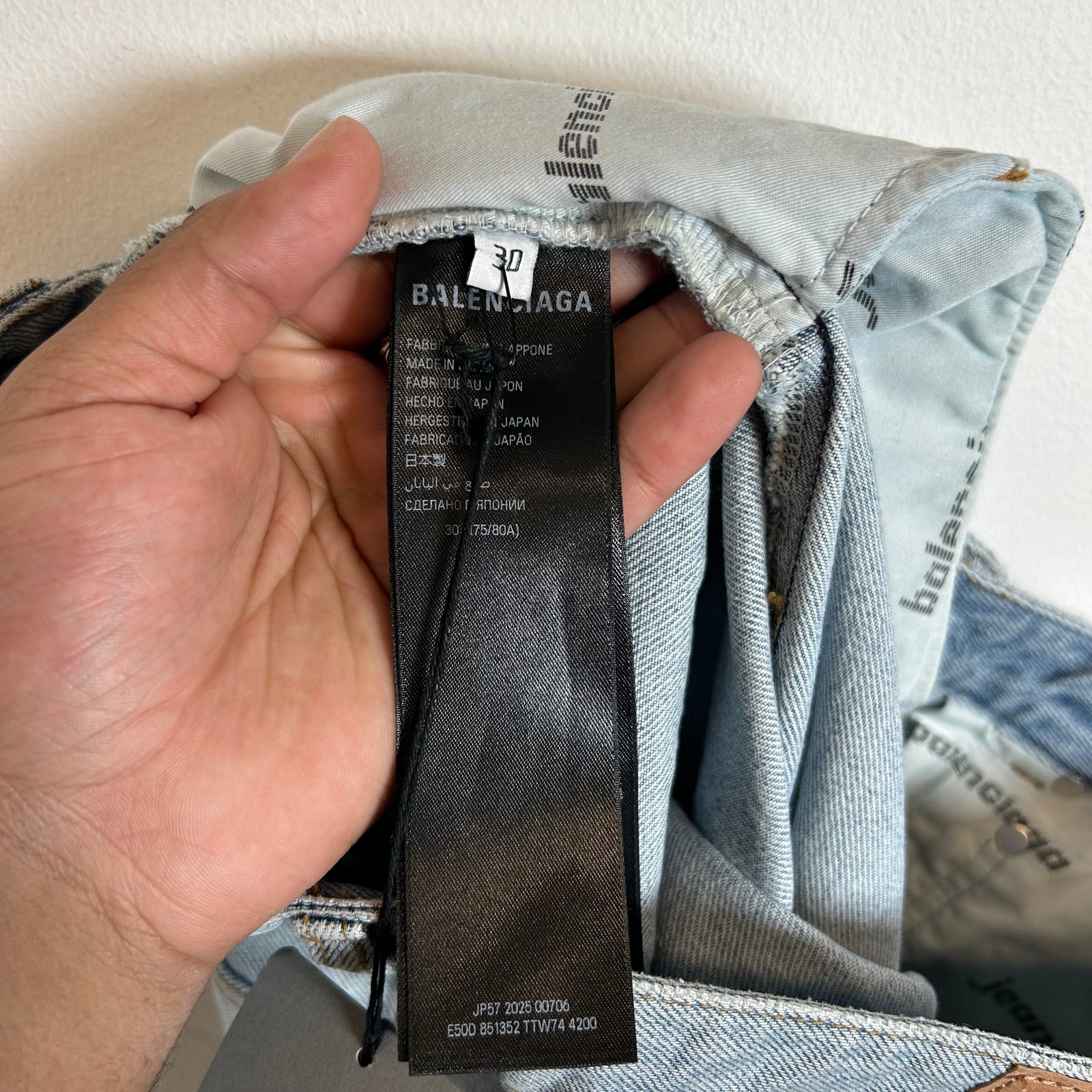Balenciaga Lightwash Distressed Relaxed Fit Jeans Size 30