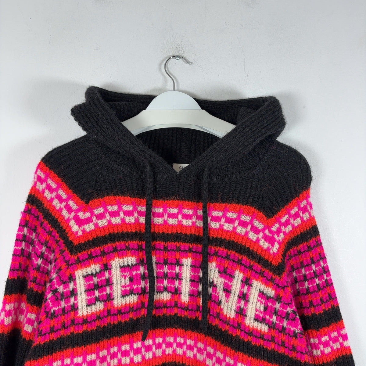 Celine Knitted Logo Jacquard Wool Sweater