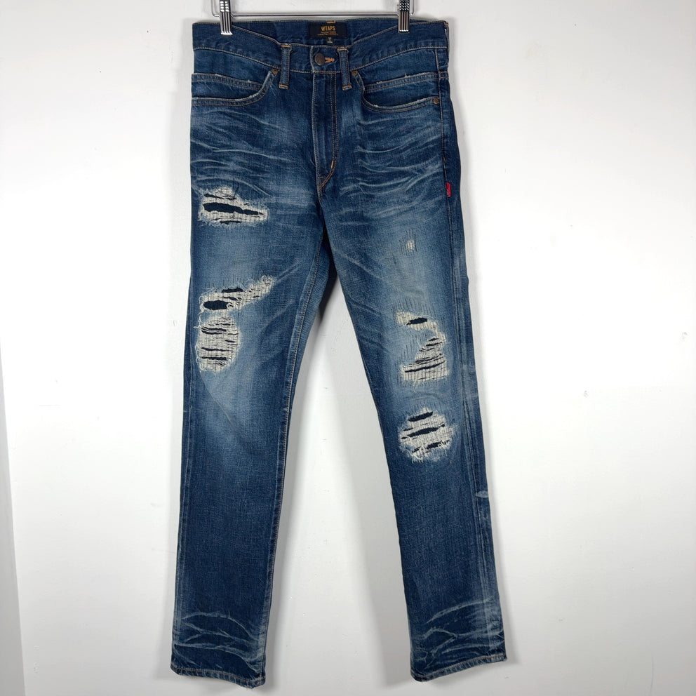 WTAPS High Rise Distressed Jeans