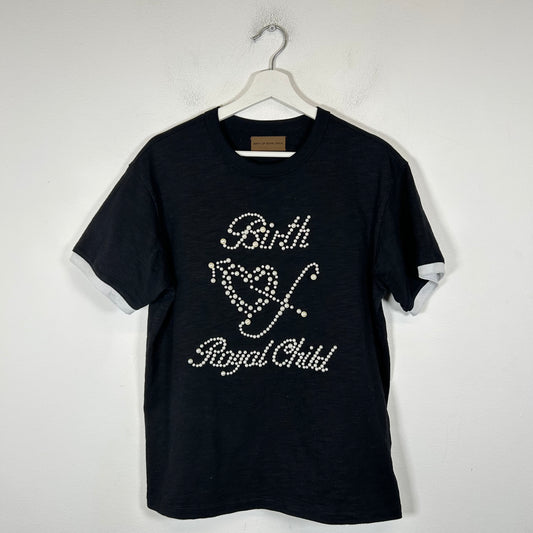 Birth Of Royal Child Black Pearl Patchwork T-Shirt Size S