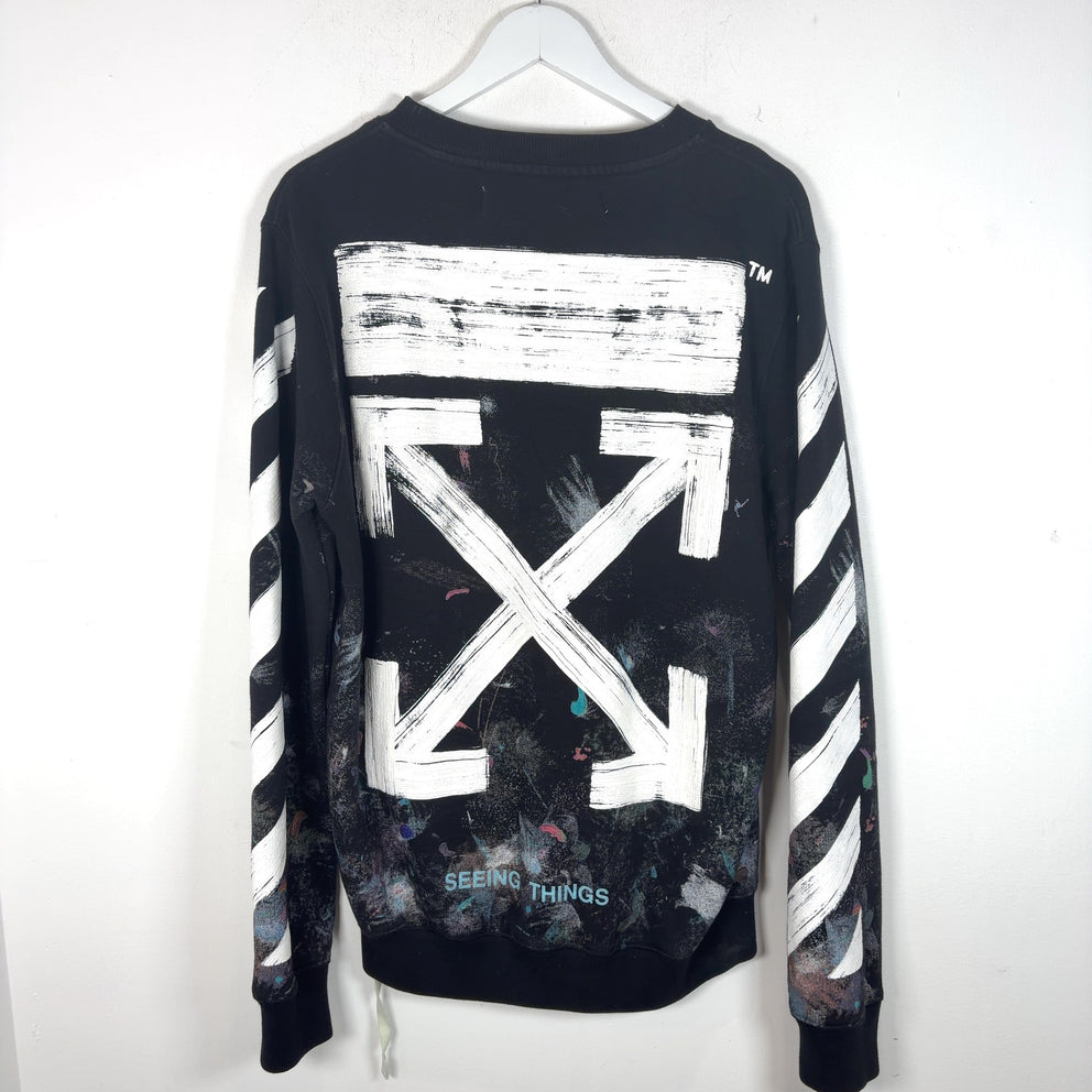 Off-White 'Seeing Things' Paint Spatter Arrow Crewneck