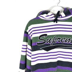 Supreme Striped Logo Pull-Over Hoodie