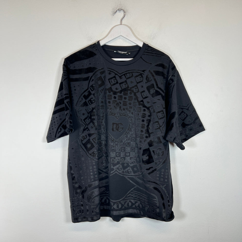 Dolce & Gabbana Black Runway All Over Print T-shirt Size L