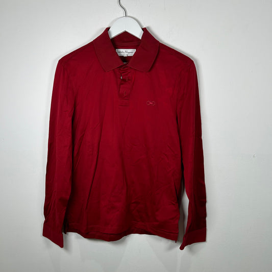 Ferrgamo Burgandy Longsleeve Polo Size S