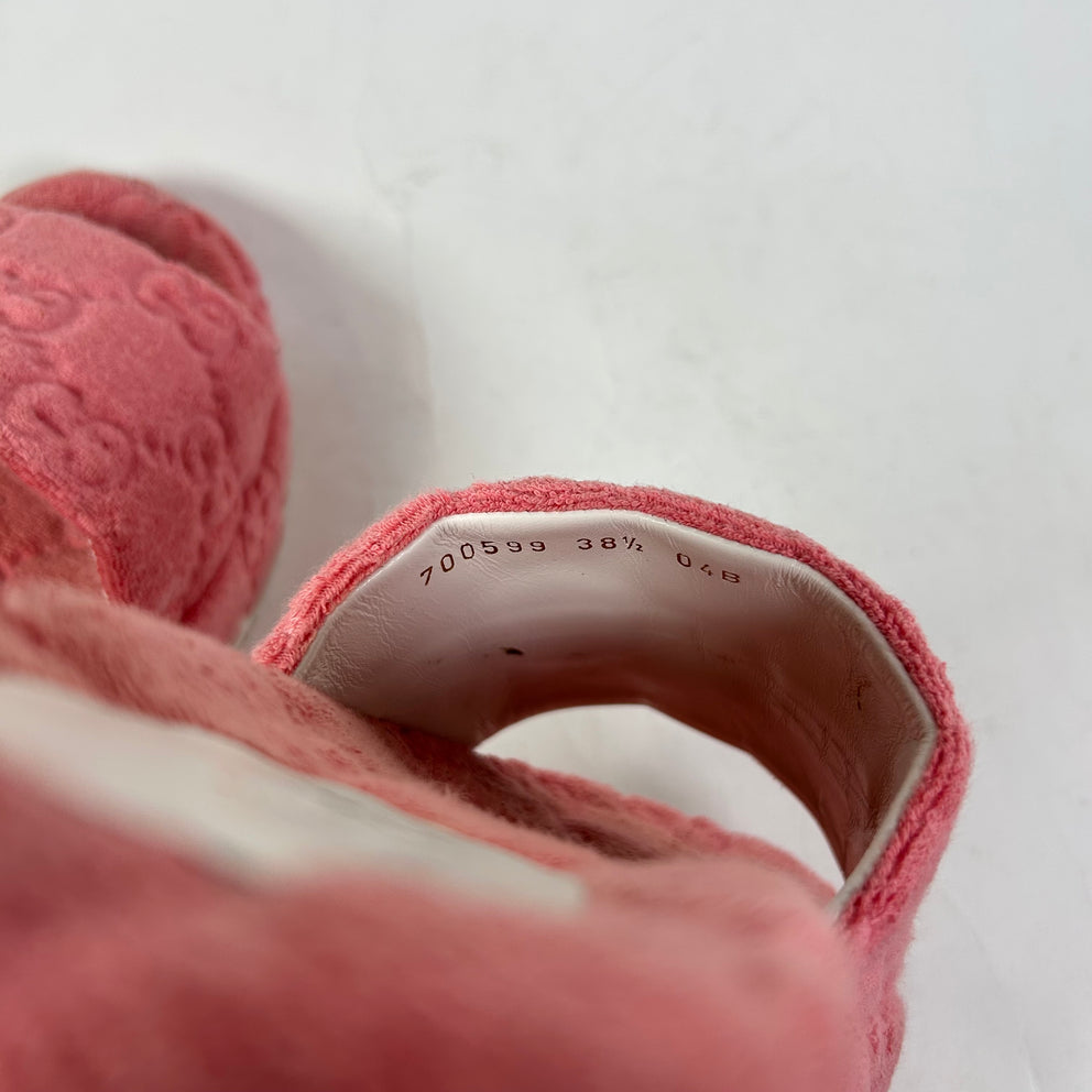 Gucci Pink GG Terry Cloth Platform Sandals