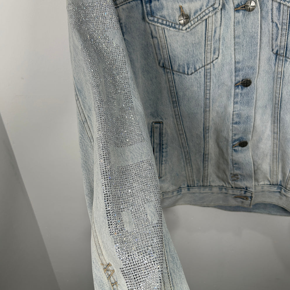 Ksubi Blue Rhinestone Denim Jacket Size S