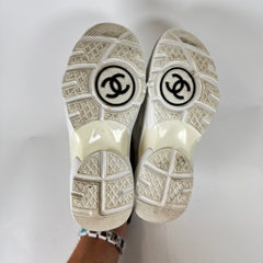 Chanel White Suede Calfskin Runner Size 37