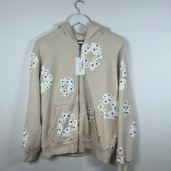Denim Tears Rhinestone Cotton Wreath Oatmeal Zip Up Hoodie