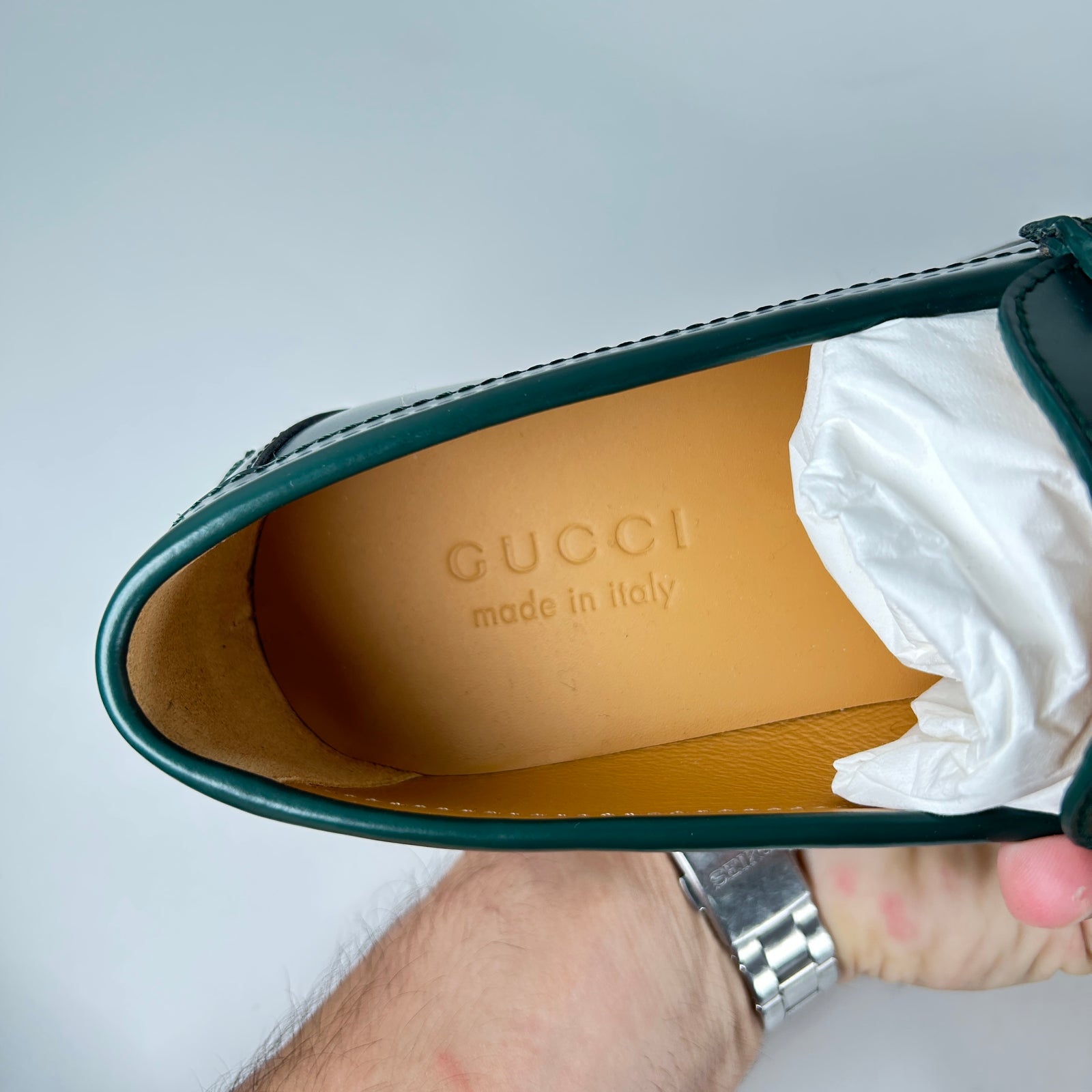 Gucci Horsebit Green Leather Derbys Size 5.5