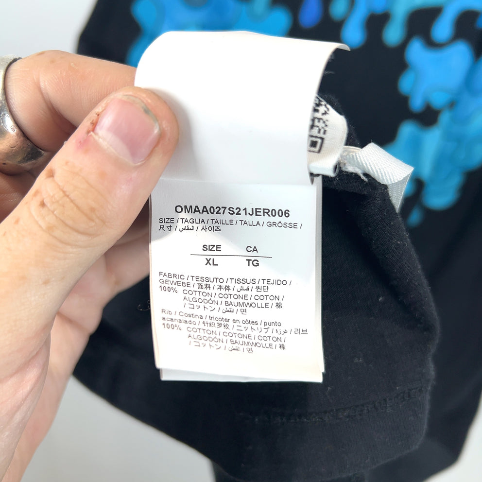 Off-White Blue Drip Arrow Graphic T-Shirts