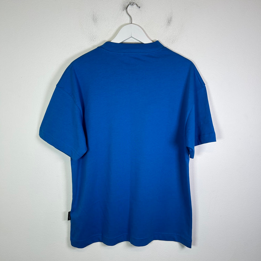 Palm Angels Blue Flame Neck Logo T-Shirt