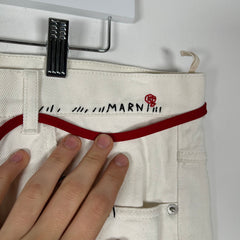 Marni White Stitch Logo Jeans Size 32