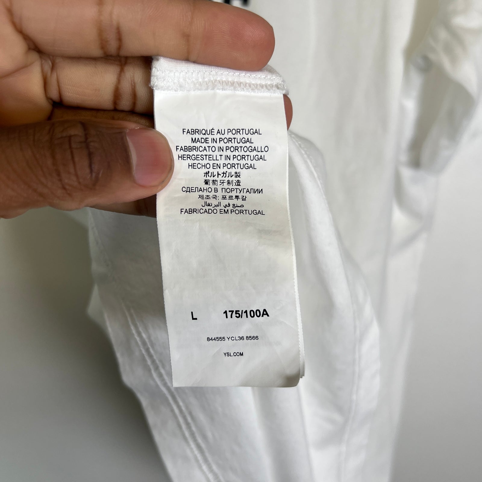 Saint Laurent Paris White Address Logo T-Shirt Size L