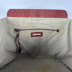 Marni Brown Buckle Charm Leather Tote Bag