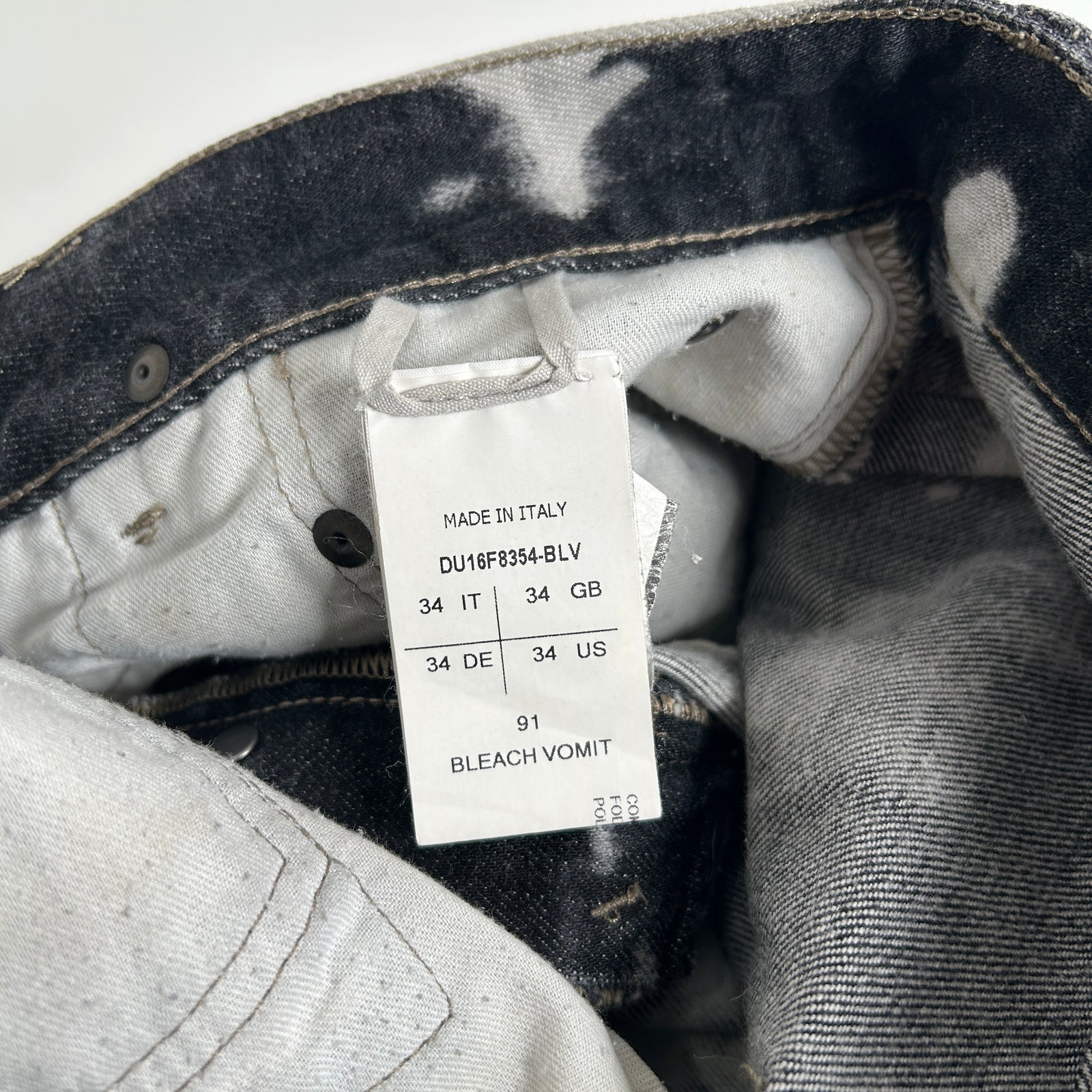 Rick Owens FW16 Bleach Vomit Torrence Cut Jeans Size 34