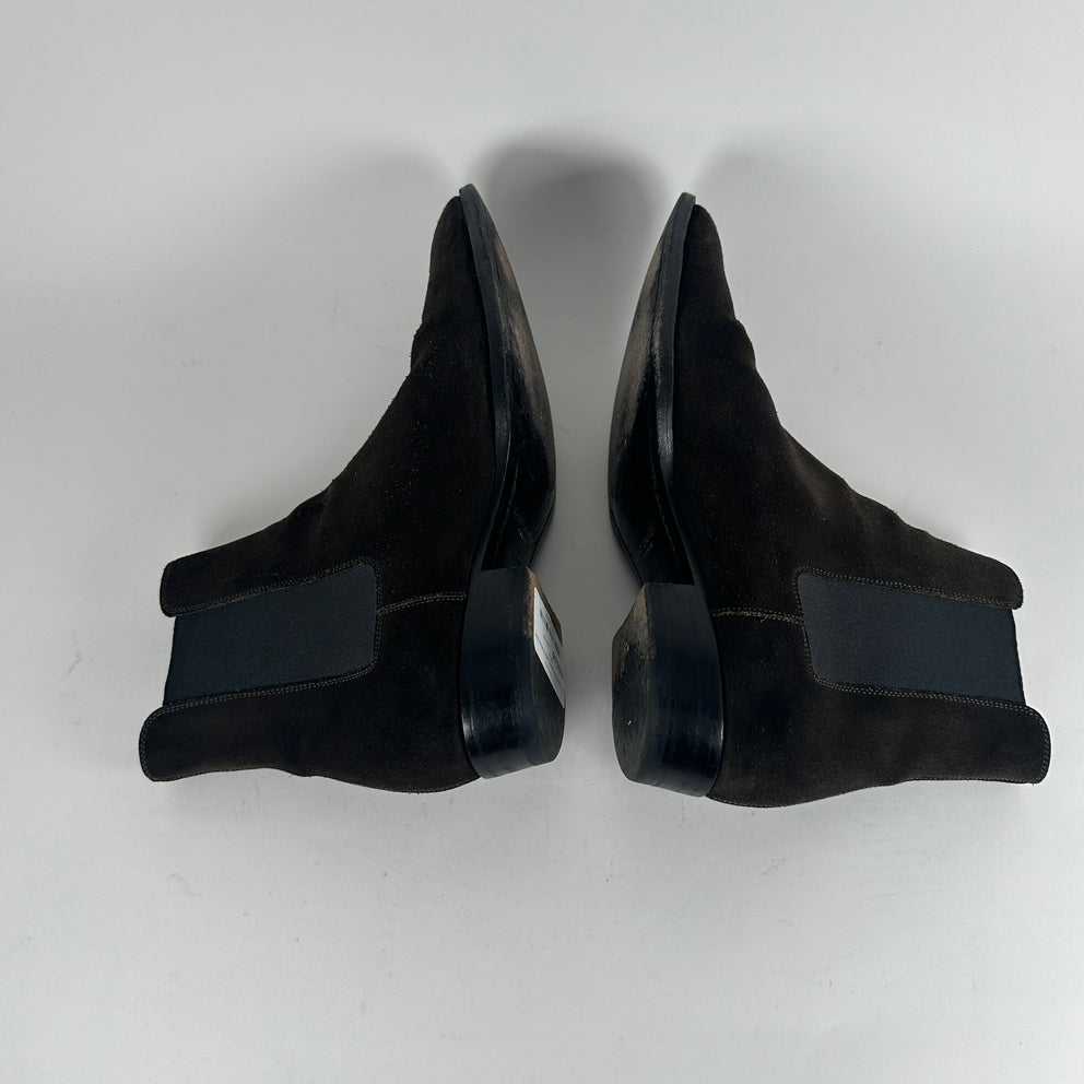 Saint Laurent Chocolate Suede Chelsea Boot Size 43