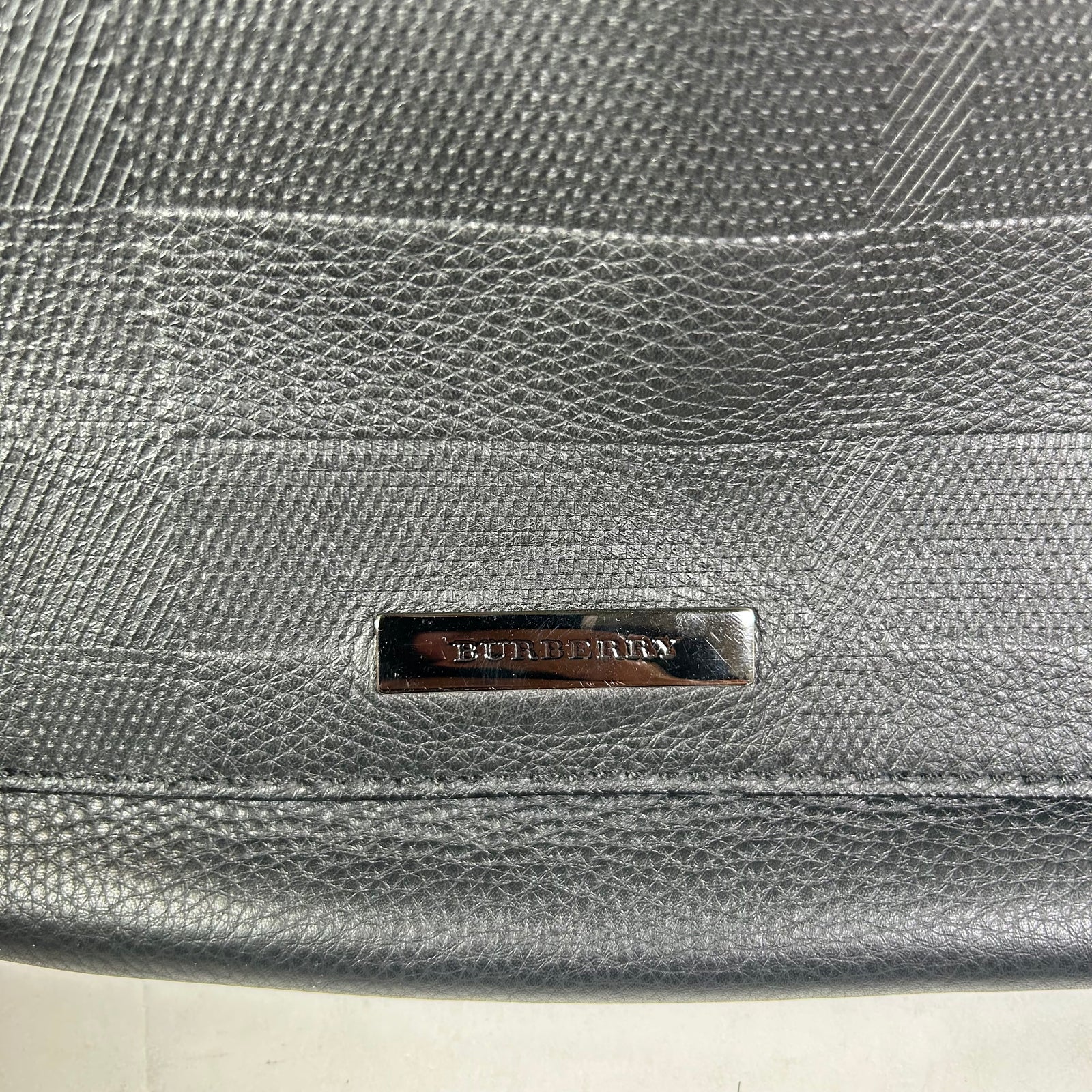 Burberry Emmet Check Embossed Leather Messenger Bag