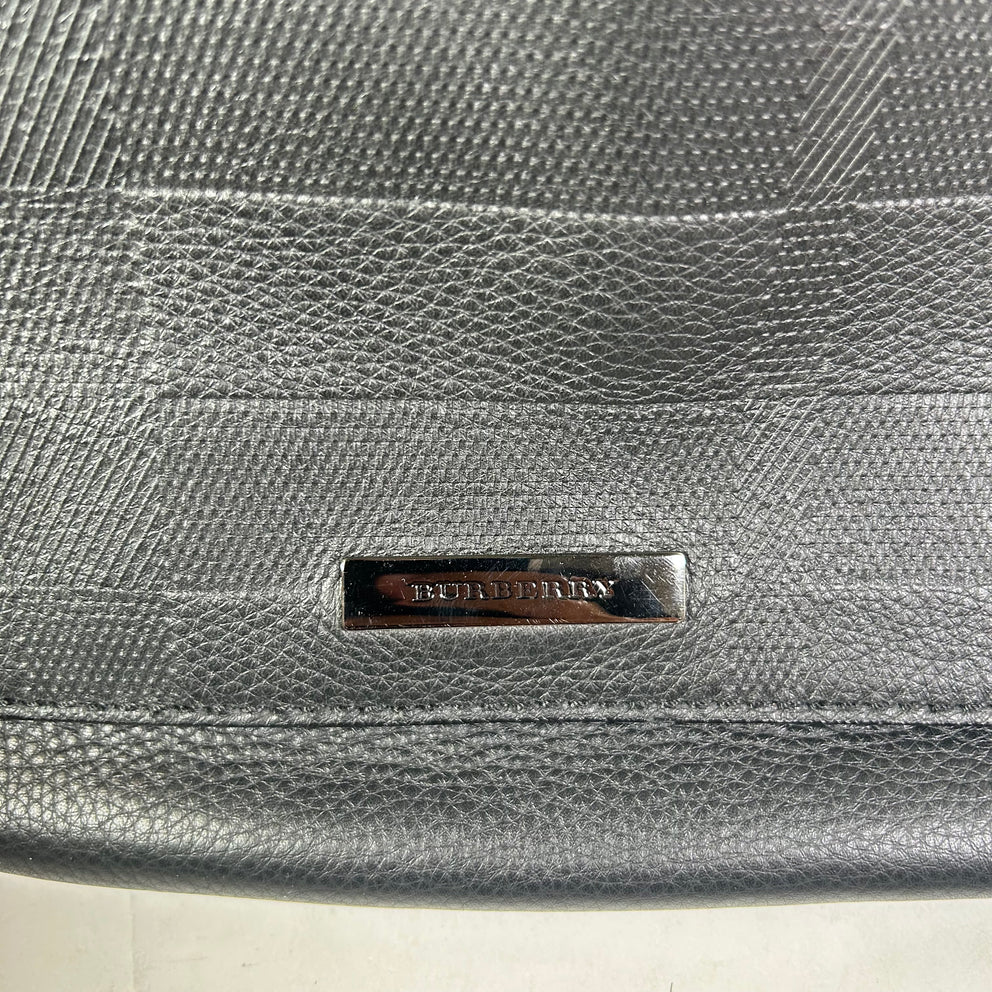 Burberry Emmet Check Embossed Leather Messenger Bag