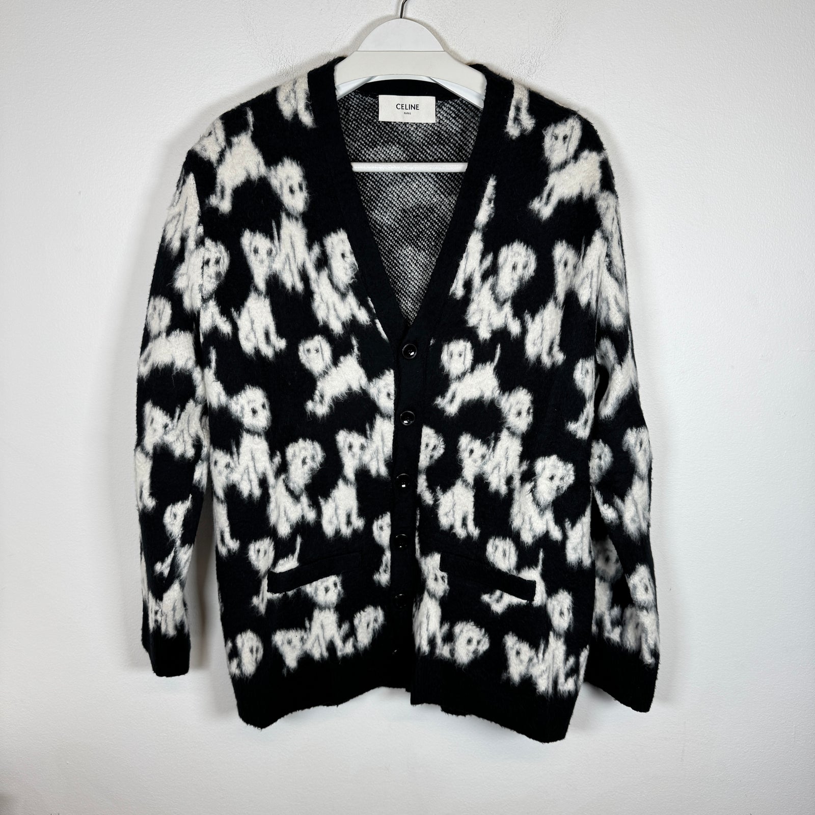 Celine Brushed Cotton-Blend Jacquard Cardigan Size M