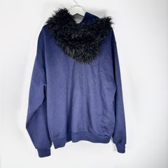 Marni Purple Fur Hooded Logo Hoodie Size L