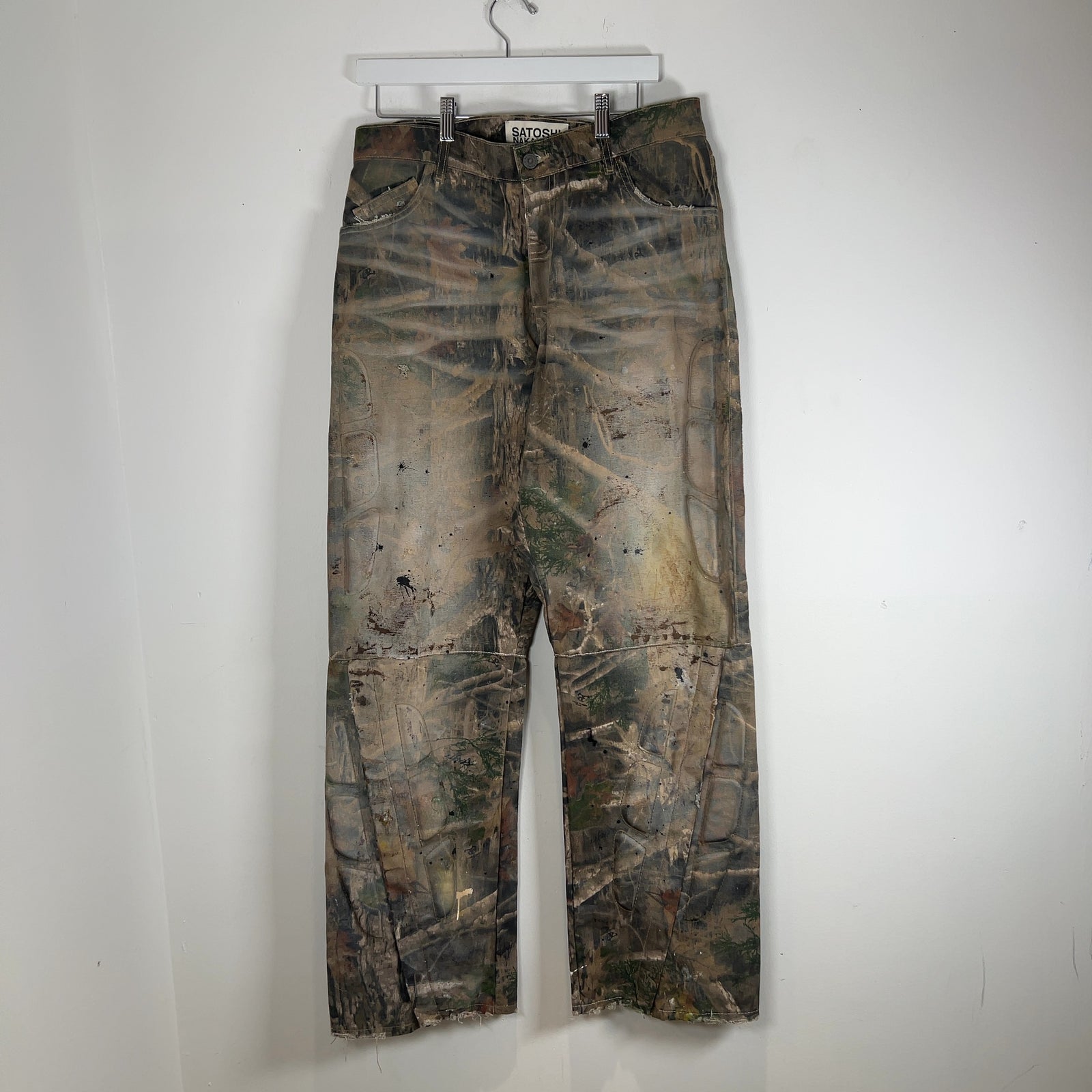 Satoshi Nakamoto Enduro Padded Distressed Canvas Camo Pants