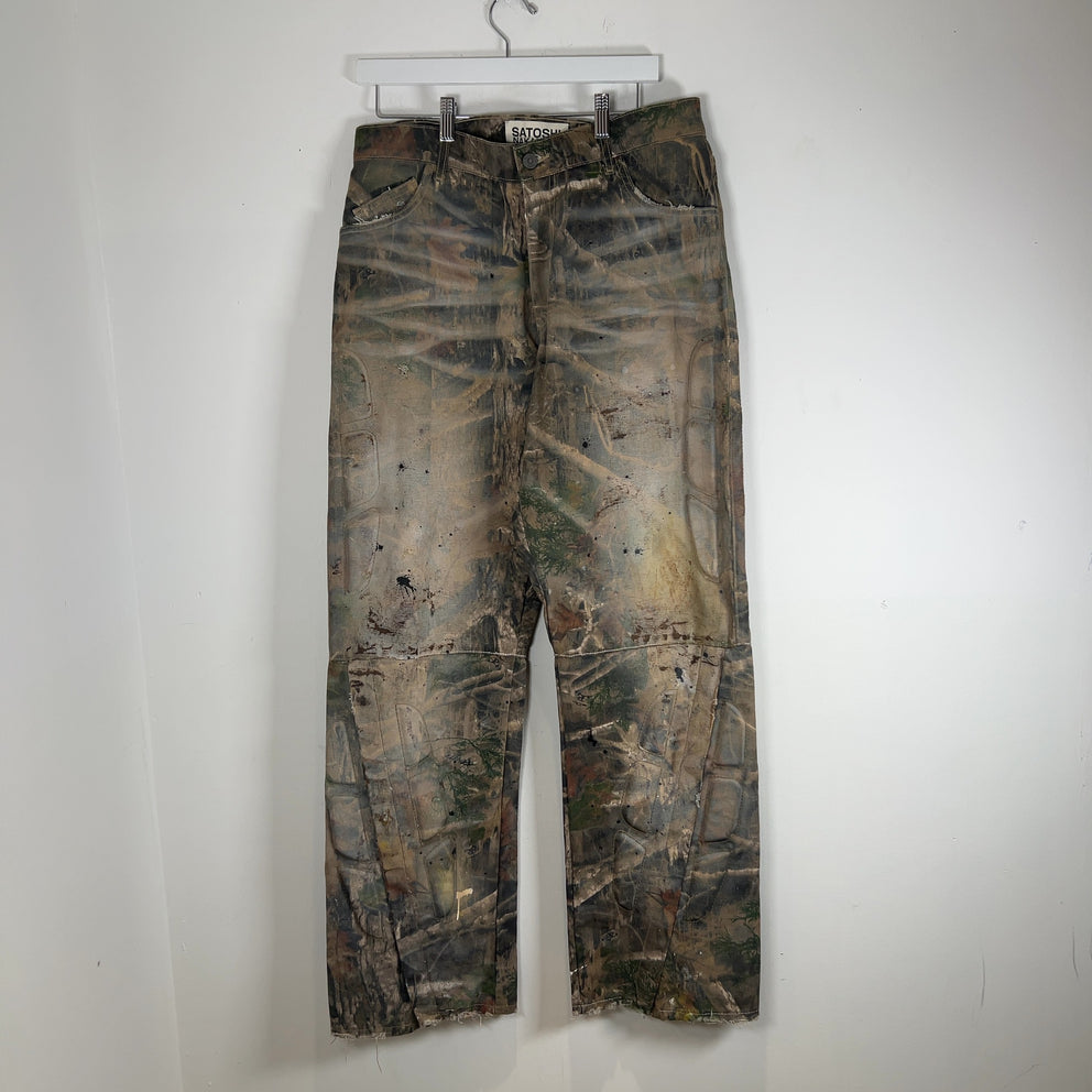 Satoshi Nakamoto Enduro Padded Distressed Canvas Camo Pants