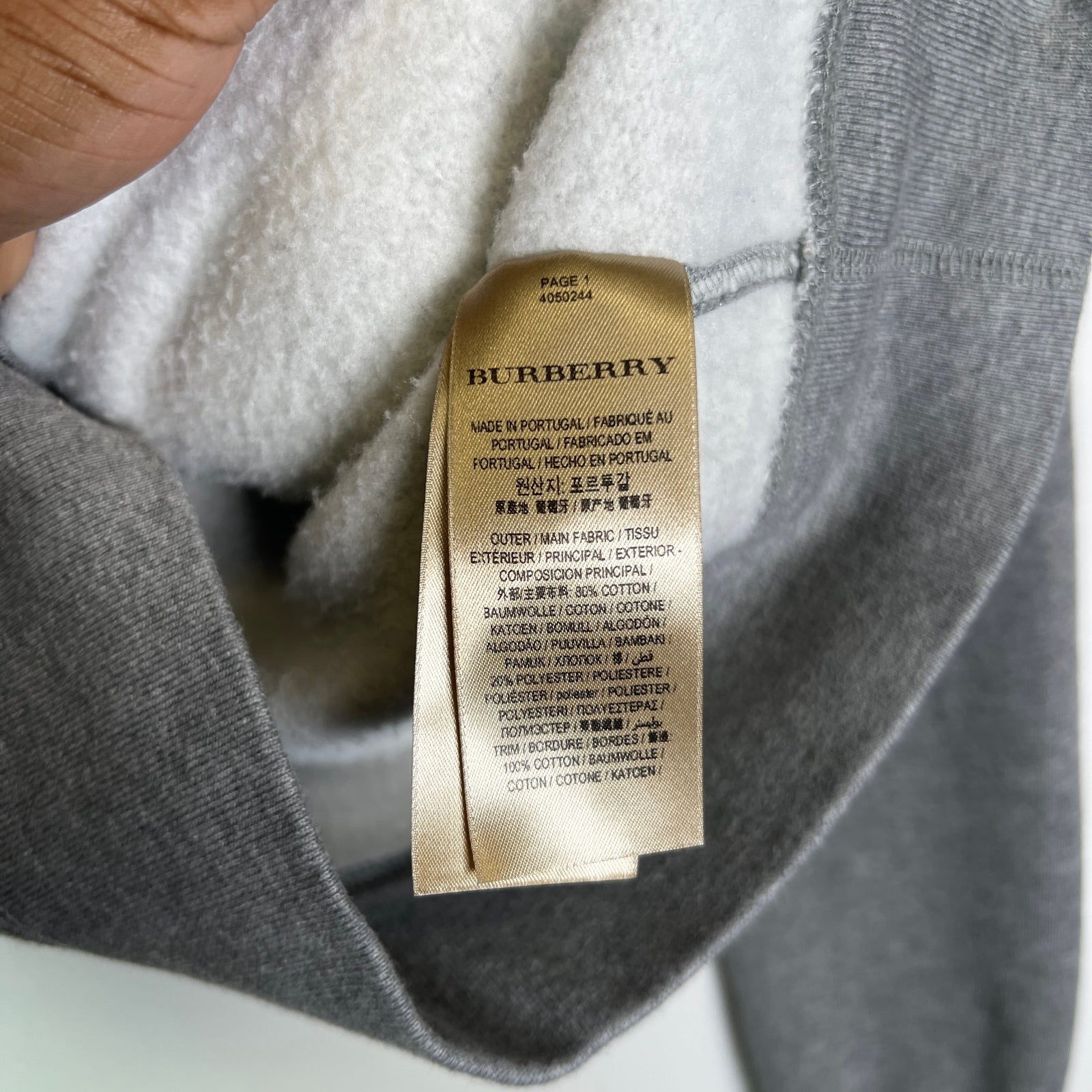 Burberry Grey Nova Check Fleece Zip-Up Hoodie