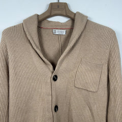 Brunello Cucinelli Ribbed Shawl Cashmere Cardigan Sweater
