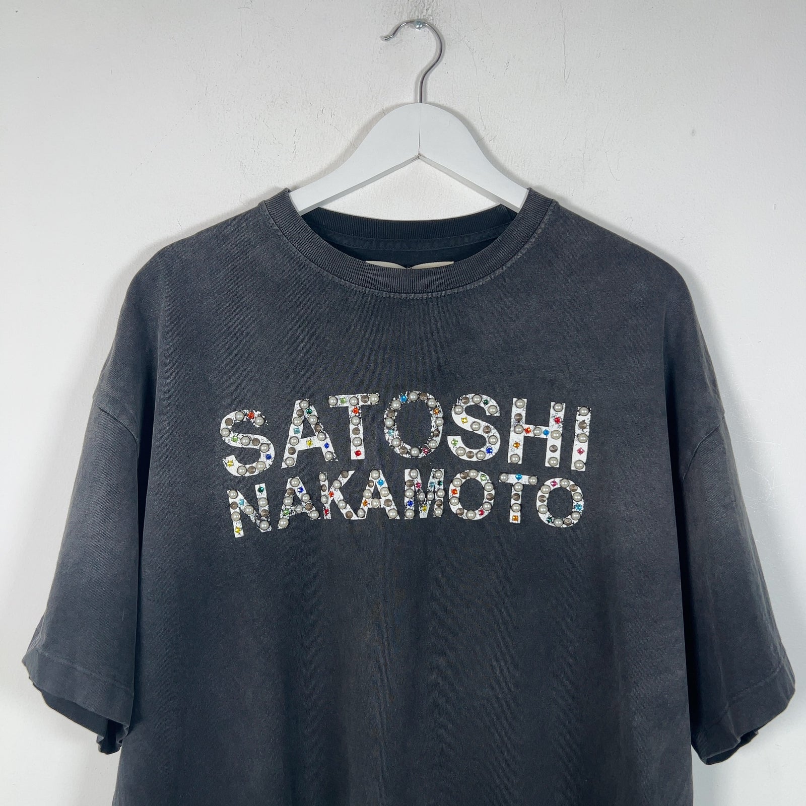 Satoshi Nakamoto Studded Spell Out Logo T-Shirt