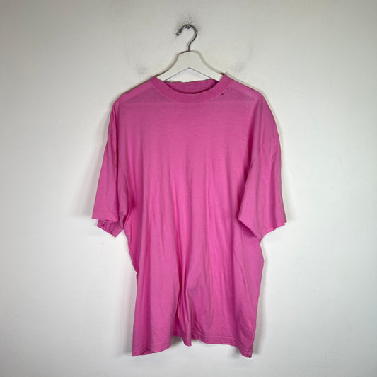 Balenciaga Pink Distressed Neck Logo T-Shirt Size XS