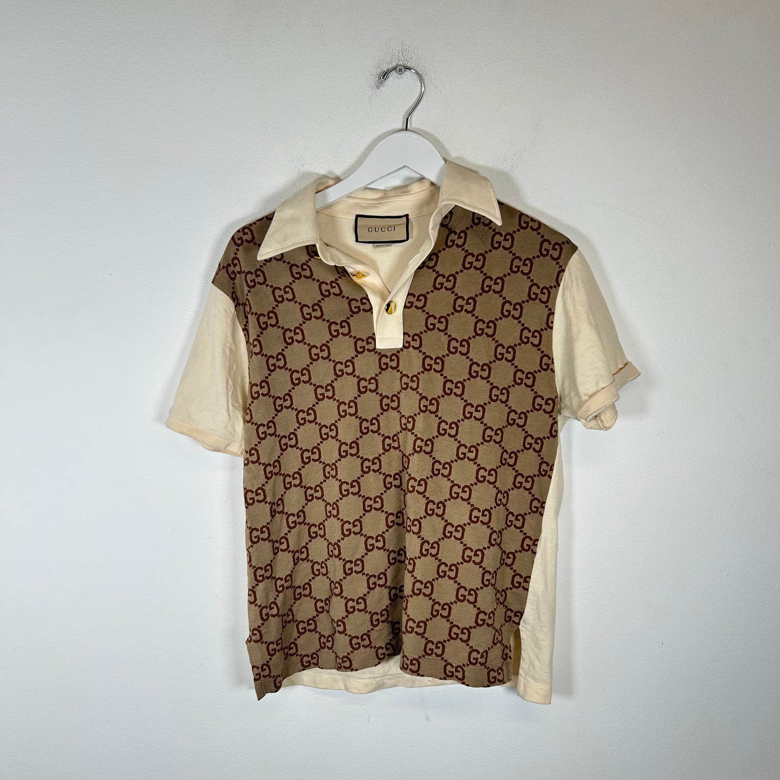 Gucci Brown/Cream GG Polo Size S