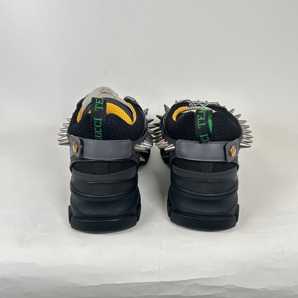 Gucci Black Spiked Flashtrek Sneaker Size GG 7