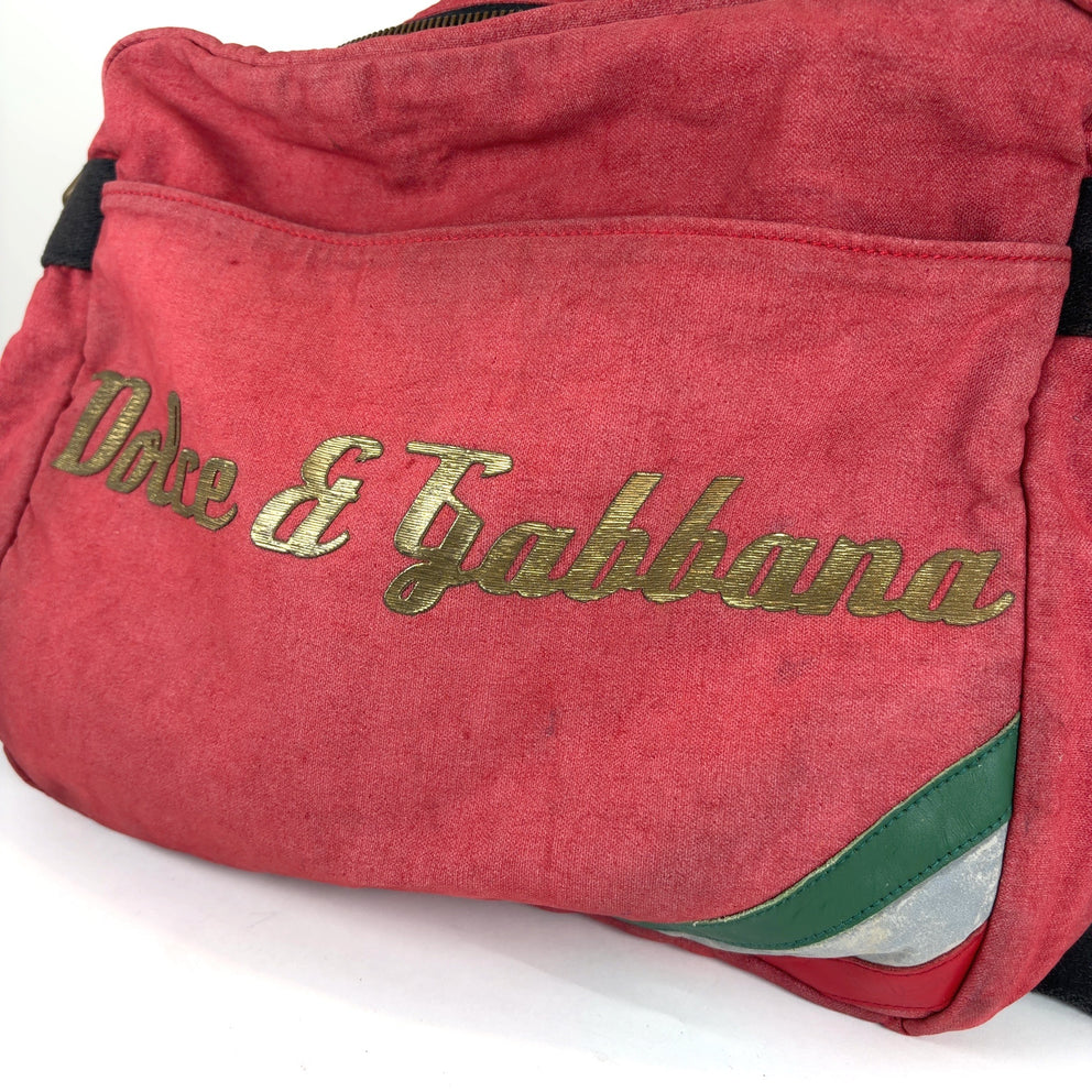 Dolce & Gabbana Vintage Stripped Red Messenger Bag