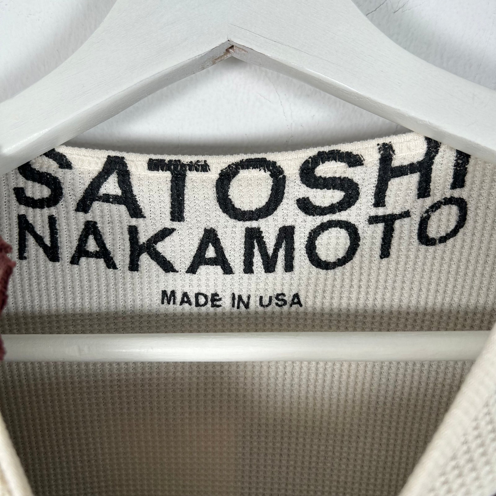 Satoshi Nakamoto Red Distressed Luke Thermal T-Shirt Size L