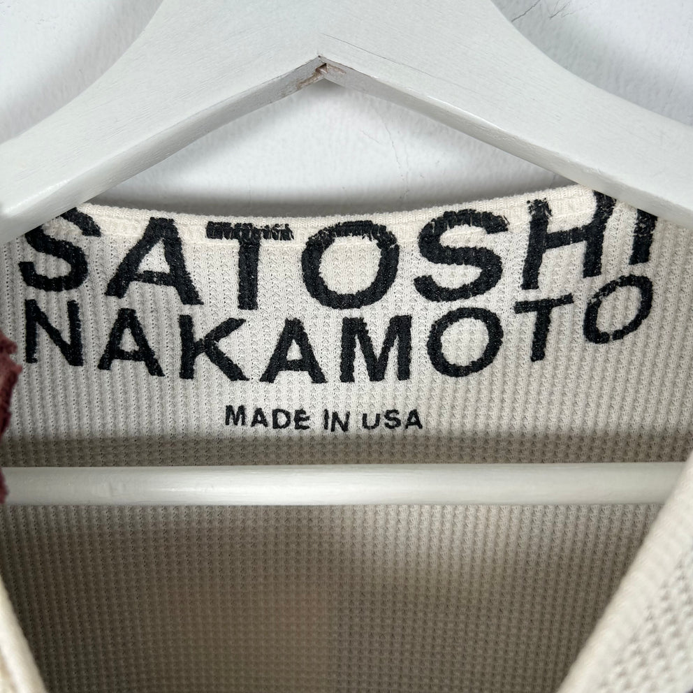 Satoshi Nakamoto Red Distressed Luke Thermal T-Shirt Size L