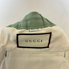 Gucci Olive Green Lyre Embroidery Cotton Trousers Size 30
