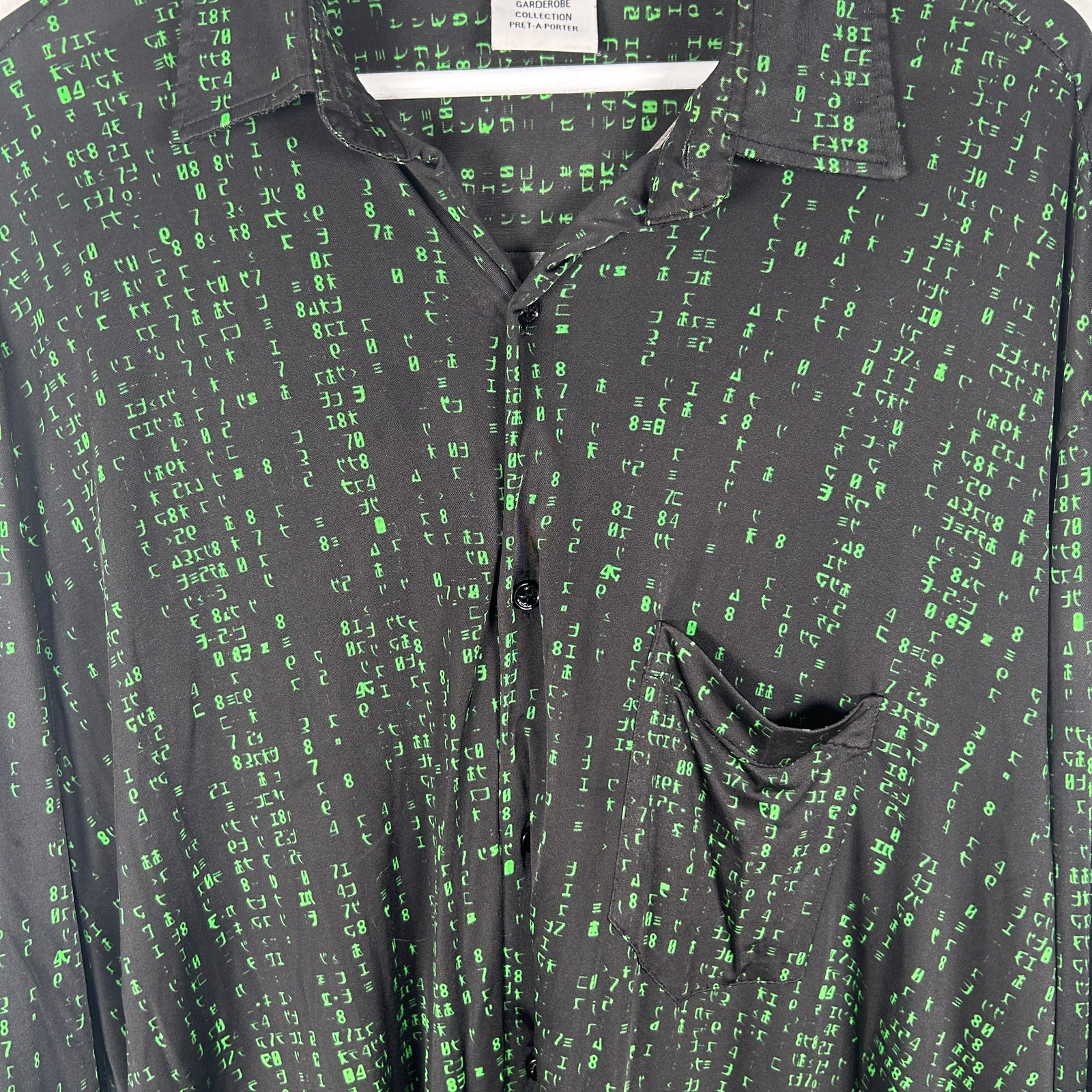 Vetements Matrix Code Viscose Button Up Oversized Shirt Size L