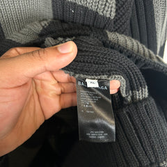 Balenciaga Black Checkered Cable Knit Size XL