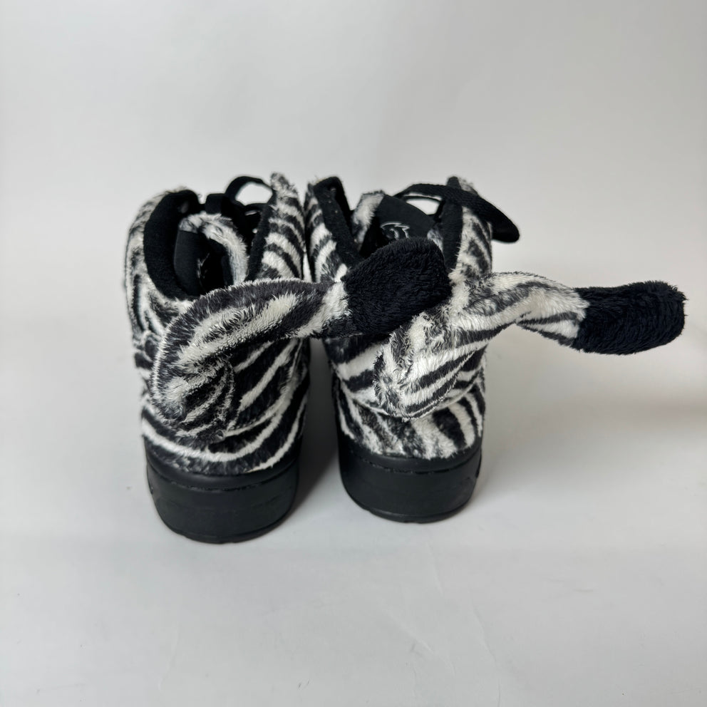 Jeremy Scott x Adidas Zebra Fur High Top Sneaker Size 6.5