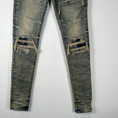 Amiri MX1 Blue Paisley Patch Jeans Size 29