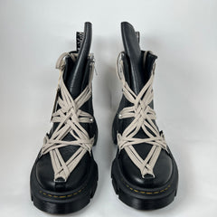 Rick Owens x Doc Marten's Black Megalace Pebbled Leather Boots Size 12