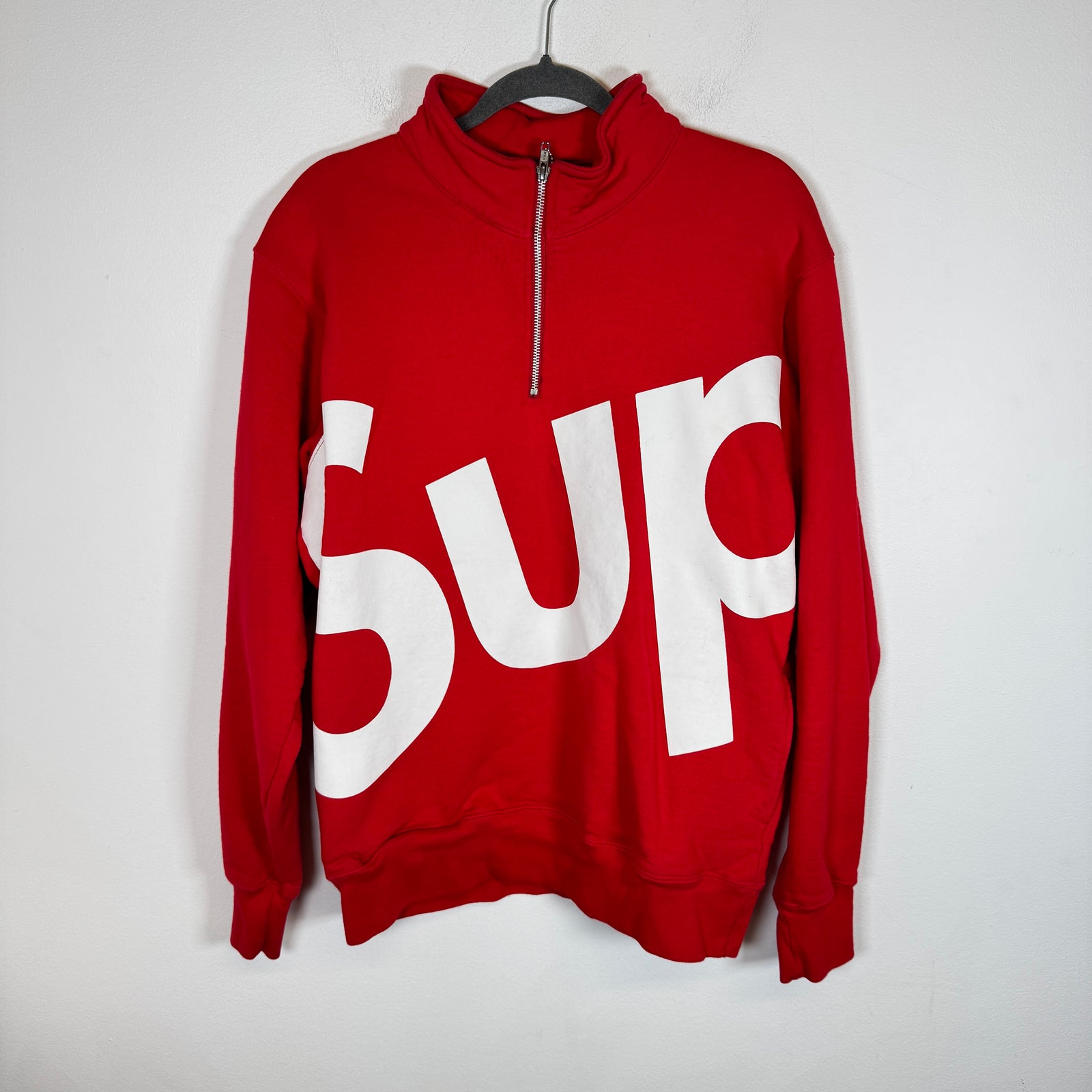Supreme Red "Sup" Quarter Zip Size L